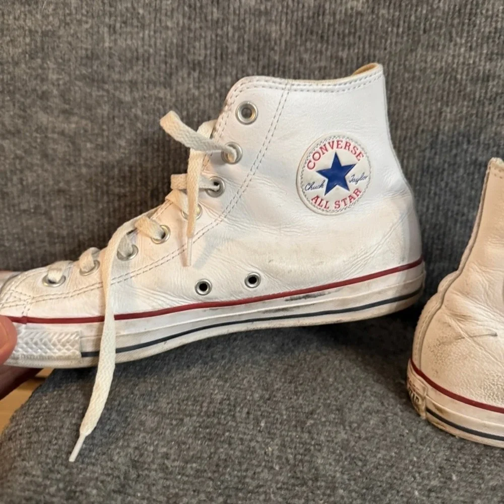 Converse Chuck Taylor All Star High Top White Leather Sneakers 132169C Mens 9.5 - Picture 5 of 9